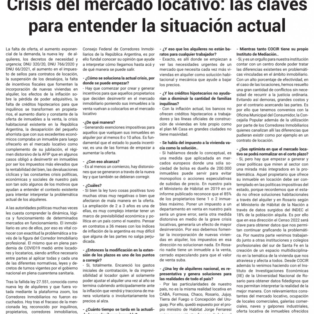 Crisis del mercado locativo: las claves para entender la situación actual