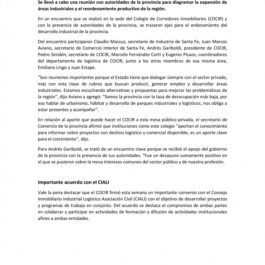 Cocir El COCIR ocupará un lugar estratégico en el desarrollo industrial de ...